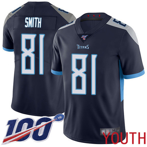 Tennessee Titans Limited Navy Blue Youth Jonnu Smith Home Jersey NFL Football 81 100th Season Vapor Untouchable
